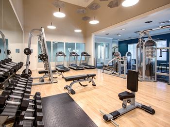 Complete fitness center with peloton ® bikes and trx bands